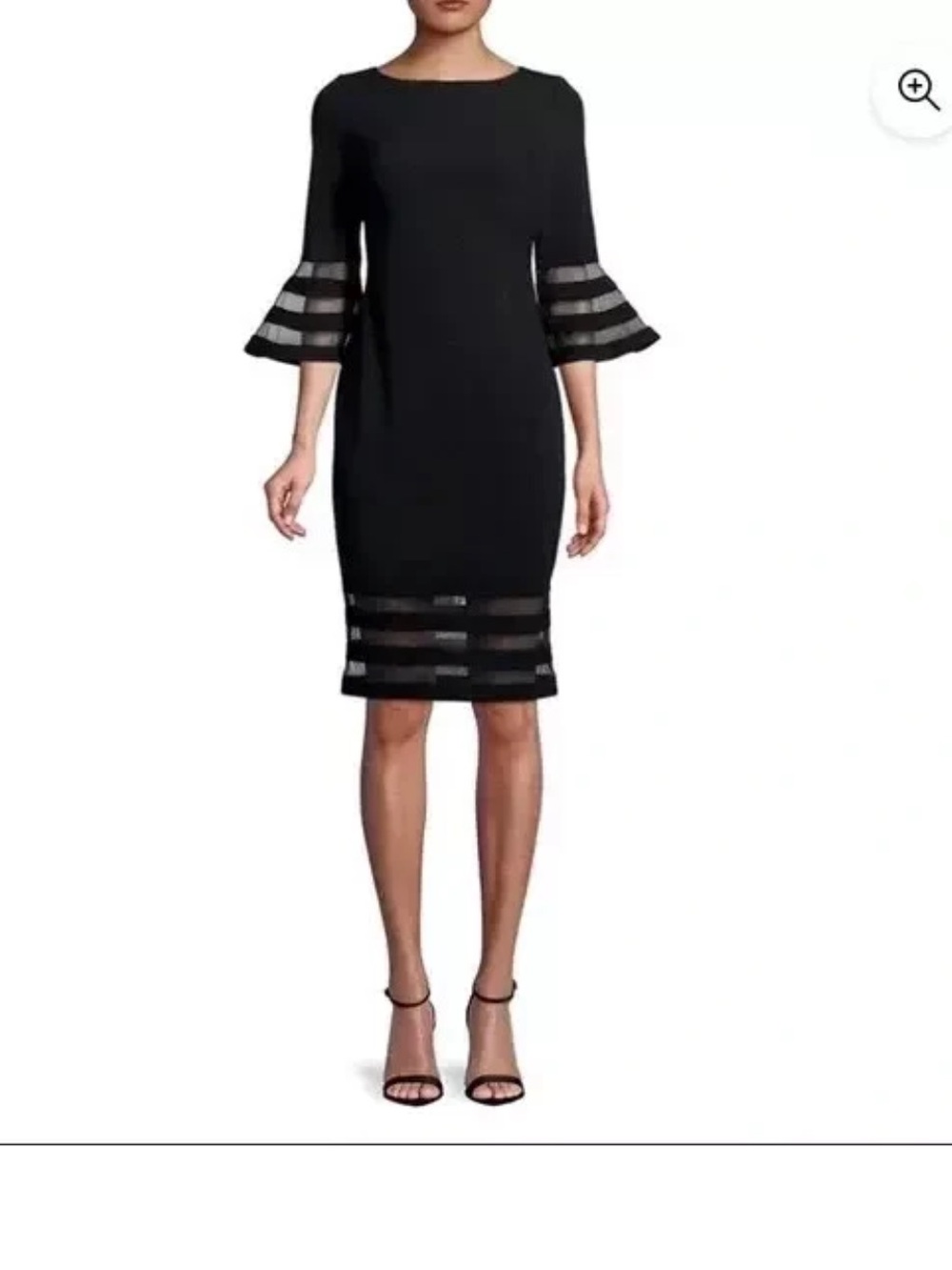 NWT Calvin Klein Dress Womens M Black Sheath Bodycon Midi Boat Neck Dress